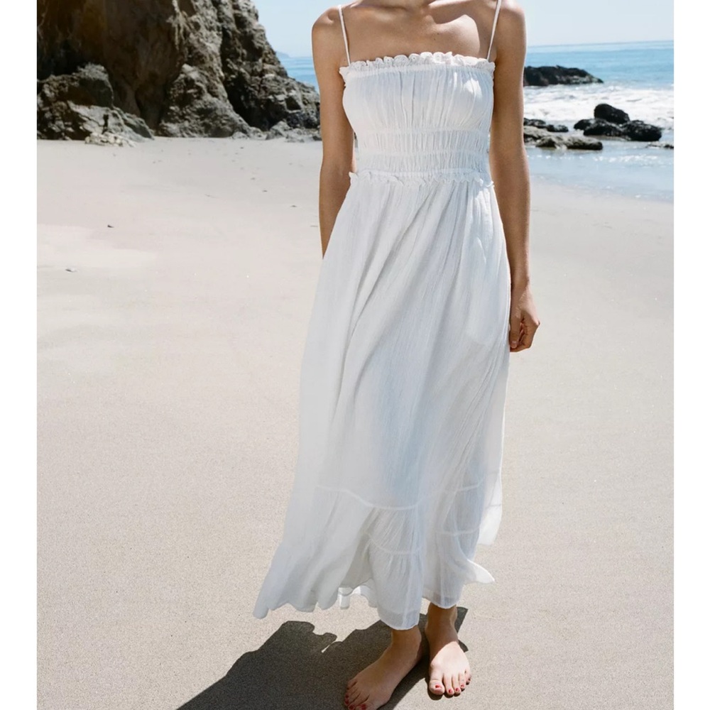 Zara White Sleeveless Spaghetti Strap Sundress